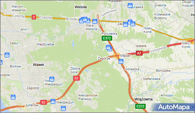 mapa Zagórze gmina Wiązowna, Zagórze gmina Wiązowna na mapie Targeo