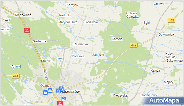 mapa Zajączki gmina Ostrzeszów, Zajączki gmina Ostrzeszów na mapie Targeo