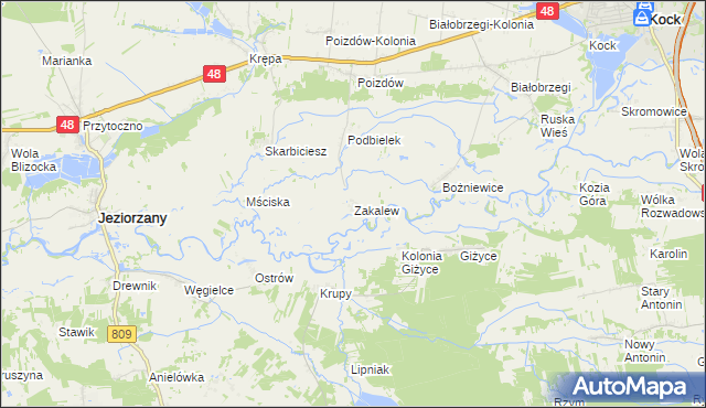 mapa Zakalew, Zakalew na mapie Targeo