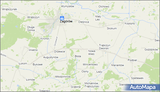mapa Zalesie gmina Zagórów, Zalesie gmina Zagórów na mapie Targeo