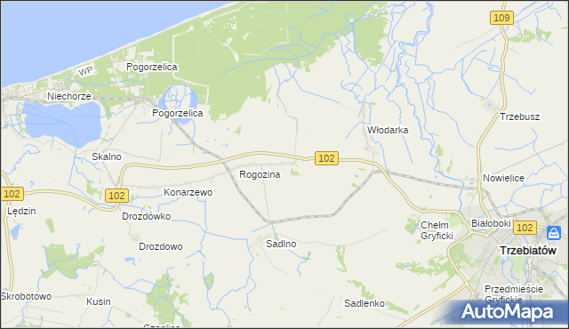 mapa Zapolice gmina Trzebiatów, Zapolice gmina Trzebiatów na mapie Targeo