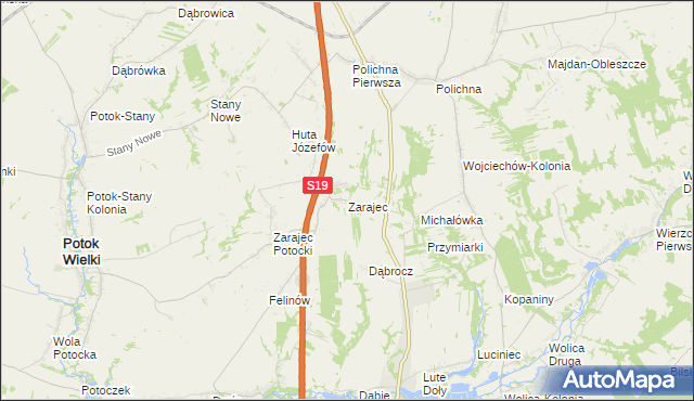 mapa Zarajec, Zarajec na mapie Targeo