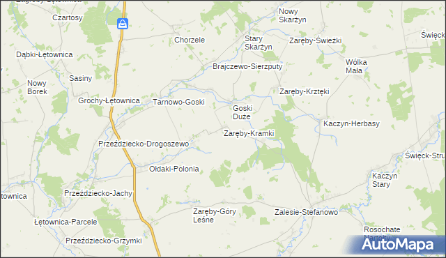 mapa Zaręby-Kramki, Zaręby-Kramki na mapie Targeo