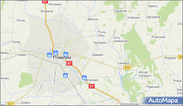 mapa Zawadki gmina Przasnysz, Zawadki gmina Przasnysz na mapie Targeo