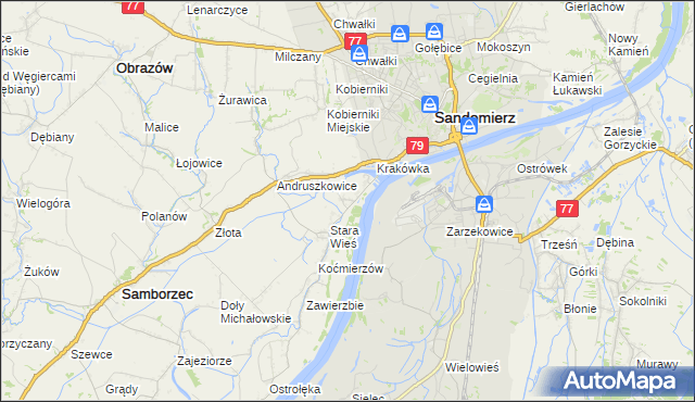 mapa Zawisełcze, Zawisełcze na mapie Targeo