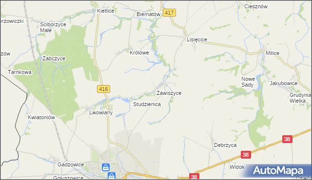 mapa Zawiszyce, Zawiszyce na mapie Targeo