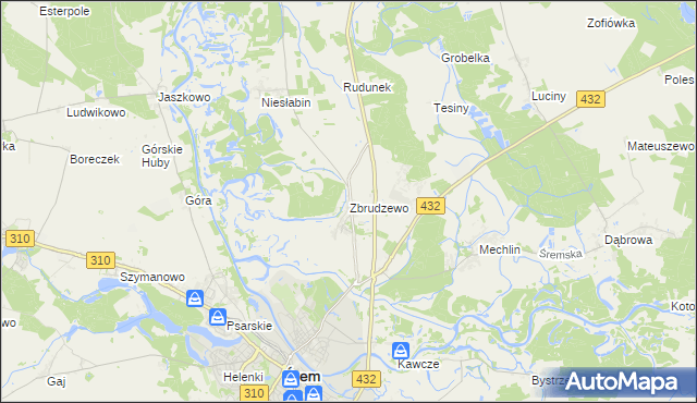 mapa Zbrudzewo, Zbrudzewo na mapie Targeo