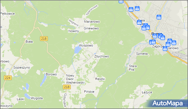 mapa Zbychowo, Zbychowo na mapie Targeo