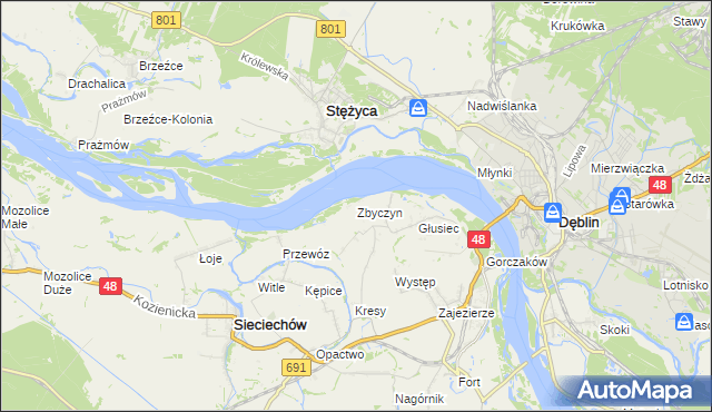 mapa Zbyczyn, Zbyczyn na mapie Targeo