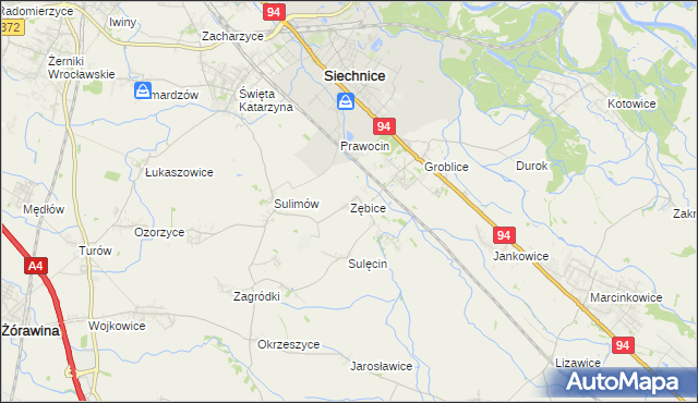 mapa Zębice, Zębice na mapie Targeo