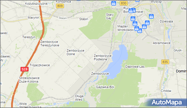 mapa Zemborzyce Podleśne, Zemborzyce Podleśne na mapie Targeo