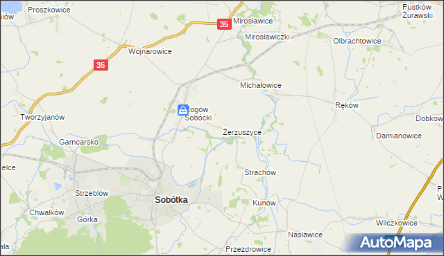 mapa Żerzuszyce, Żerzuszyce na mapie Targeo
