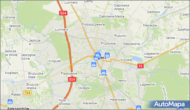 mapa Zgierz, Zgierz na mapie Targeo