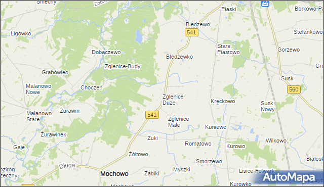 mapa Zglenice Duże, Zglenice Duże na mapie Targeo