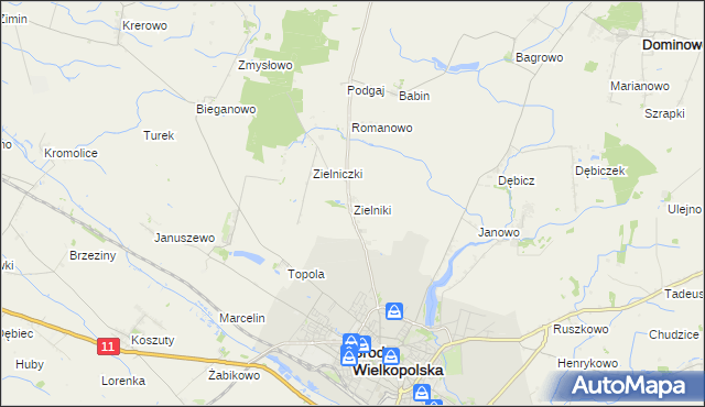 mapa Zielniki, Zielniki na mapie Targeo