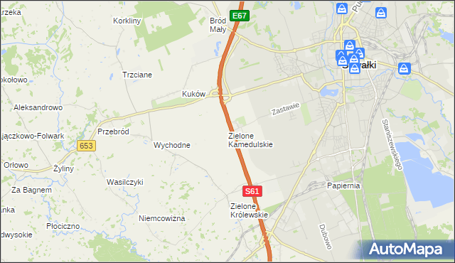 mapa Zielone Kamedulskie, Zielone Kamedulskie na mapie Targeo