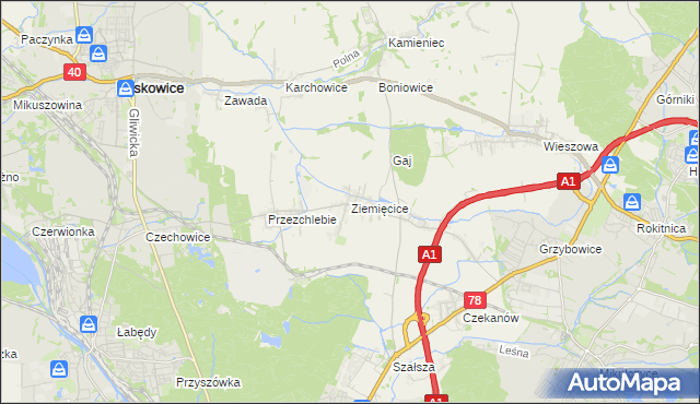 mapa Ziemięcice, Ziemięcice na mapie Targeo