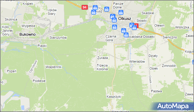 mapa Żurada, Żurada na mapie Targeo
