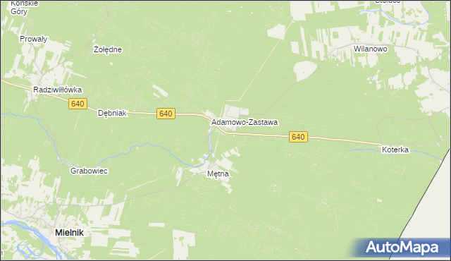 mapa Adamowo gmina Mielnik, Adamowo gmina Mielnik na mapie Targeo