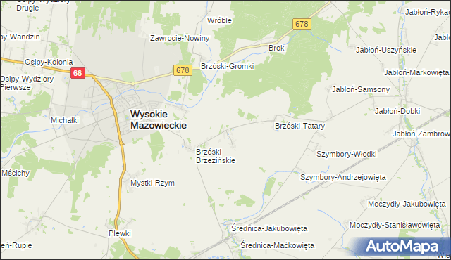 mapa Brzóski Stare, Brzóski Stare na mapie Targeo