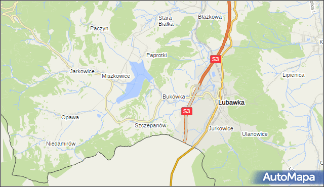 mapa Bukówka gmina Lubawka, Bukówka gmina Lubawka na mapie Targeo