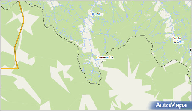 mapa Czeremcha gmina Jaśliska, Czeremcha gmina Jaśliska na mapie Targeo