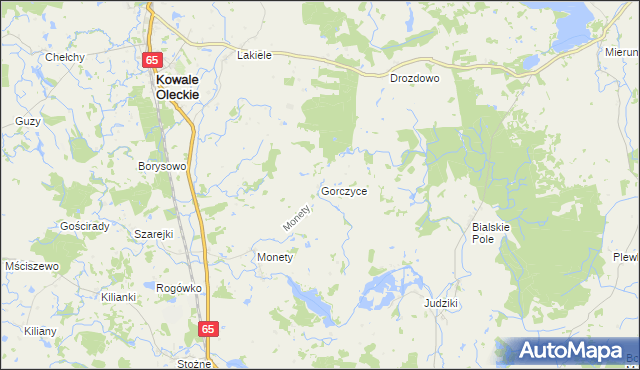 mapa Gorczyce gmina Kowale Oleckie, Gorczyce gmina Kowale Oleckie na mapie Targeo