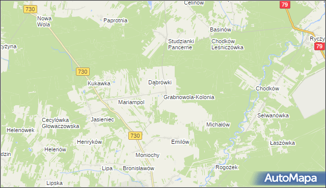 mapa Grabnowola-Kolonia, Grabnowola-Kolonia na mapie Targeo