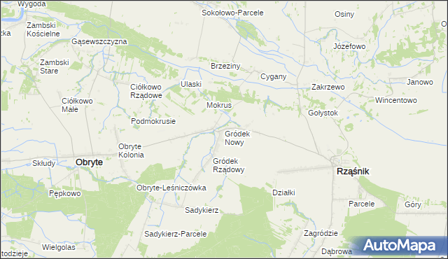 mapa Gródek Nowy, Gródek Nowy na mapie Targeo