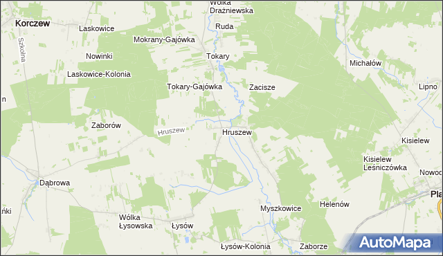 mapa Hruszew, Hruszew na mapie Targeo