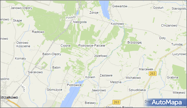 mapa Józefowo gmina Słupca, Józefowo gmina Słupca na mapie Targeo