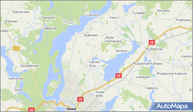 mapa Kamień Mały gmina Iława, Kamień Mały gmina Iława na mapie Targeo