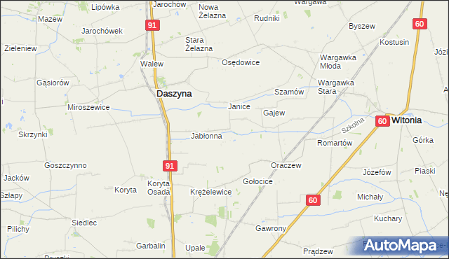 mapa Karkoszki gmina Daszyna, Karkoszki gmina Daszyna na mapie Targeo