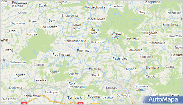 mapa Kisielówka gmina Limanowa, Kisielówka gmina Limanowa na mapie Targeo