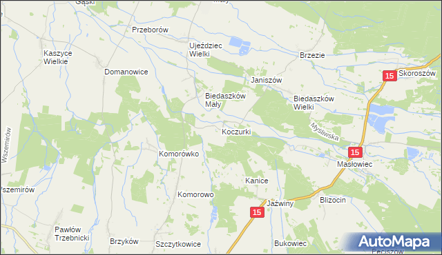 mapa Koczurki, Koczurki na mapie Targeo