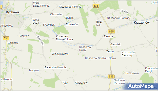 mapa Kosarzew Dolny, Kosarzew Dolny na mapie Targeo