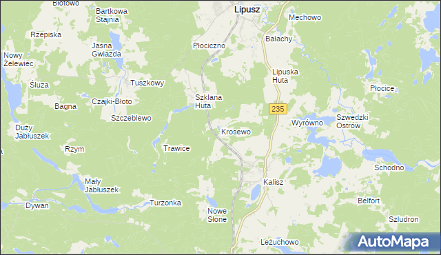 mapa Krosewo, Krosewo na mapie Targeo