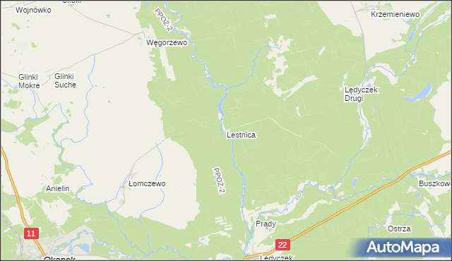 mapa Lestnica gmina Czarne, Lestnica gmina Czarne na mapie Targeo