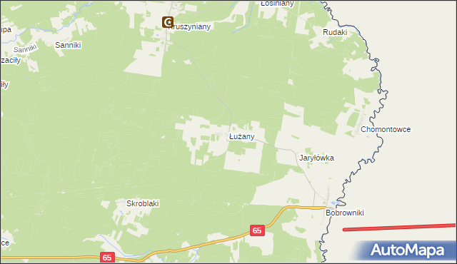 mapa Łużany, Łużany na mapie Targeo