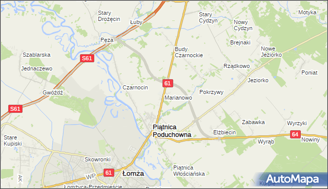 mapa Marianowo gmina Piątnica, Marianowo gmina Piątnica na mapie Targeo