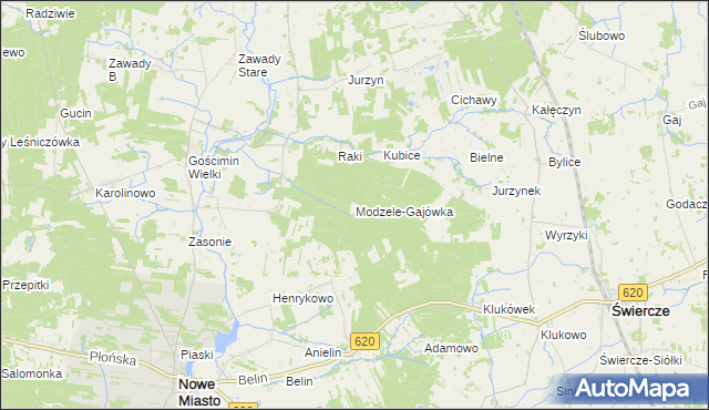 mapa Modzele-Gajówka, Modzele-Gajówka na mapie Targeo