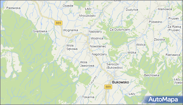 mapa Nagórzany, Nagórzany na mapie Targeo