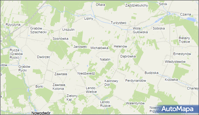 mapa Natalin gmina Adamów, Natalin gmina Adamów na mapie Targeo