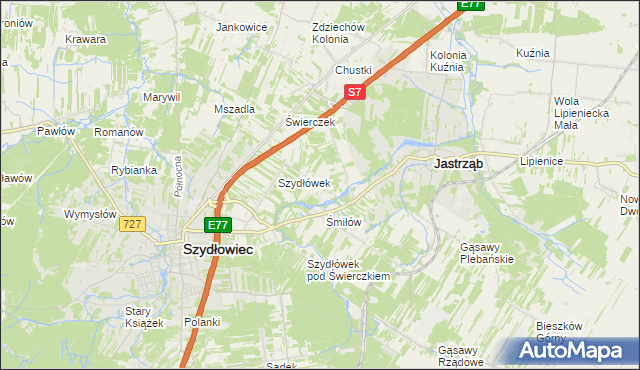 mapa Orłów gmina Jastrząb, Orłów gmina Jastrząb na mapie Targeo