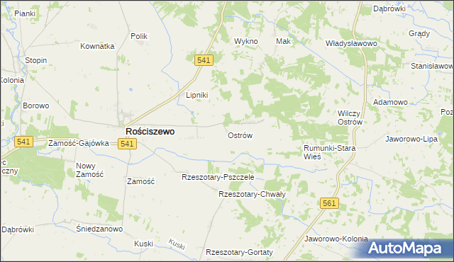 mapa Ostrów gmina Rościszewo, Ostrów gmina Rościszewo na mapie Targeo