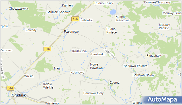 mapa Pawłówko gmina Czernice Borowe, Pawłówko gmina Czernice Borowe na mapie Targeo