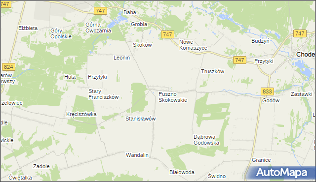 mapa Puszno Skokowskie, Puszno Skokowskie na mapie Targeo