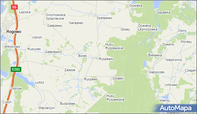 mapa Ryszewko gmina Gąsawa, Ryszewko gmina Gąsawa na mapie Targeo