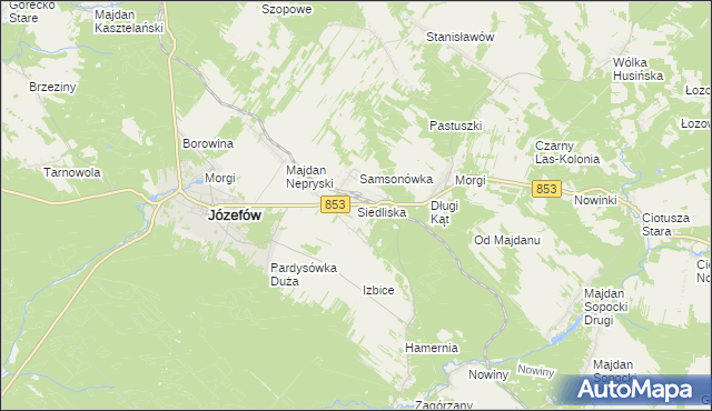 mapa Siedliska gmina Józefów, Siedliska gmina Józefów na mapie Targeo