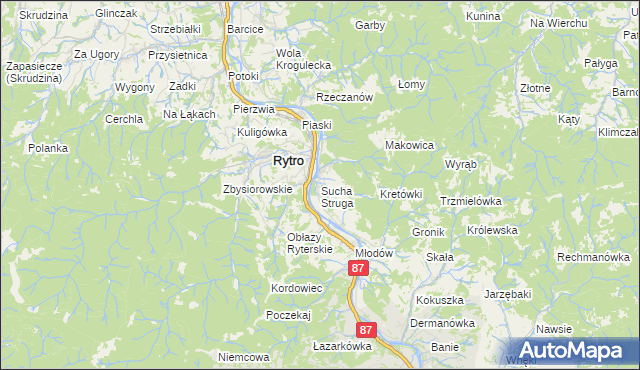 mapa Sucha Struga, Sucha Struga na mapie Targeo